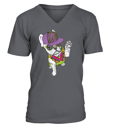 Cool hipster dog in stylish clothes V-Neck T-shirt