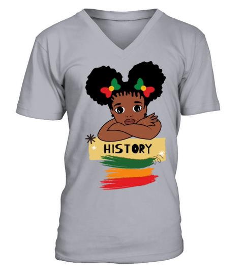 Rtro vintage Black History month cute girl V-Neck T-shirt