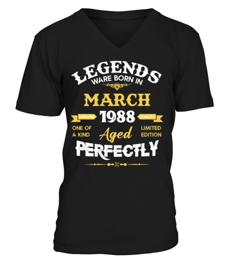 Vintage Aged To Perfection March 1988 V-Neck T-shirt
