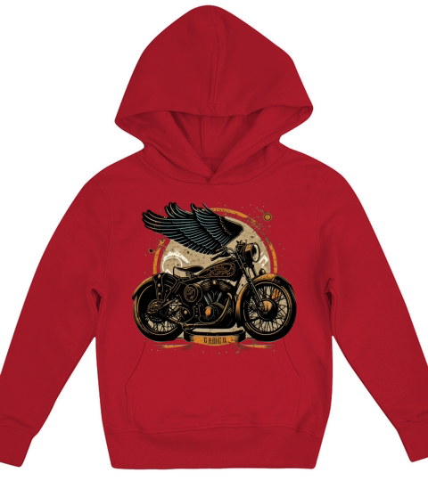 A vintage motorcycle with wings to travel freely Kids Hoodie