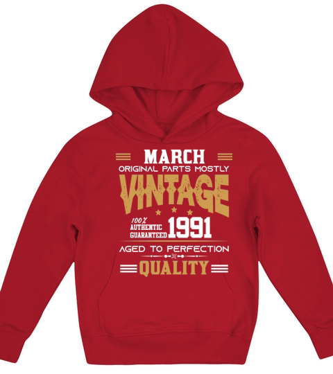 Vintage Aged To Perfection March 1991 Kids Hoodie