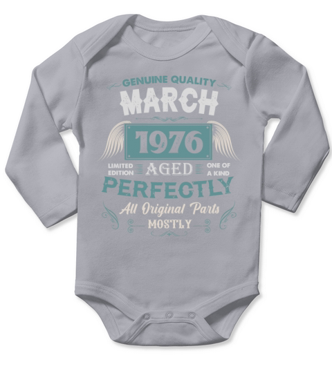March 1976 Vintage Birthday Present Long Sleeve Baby One-Piece