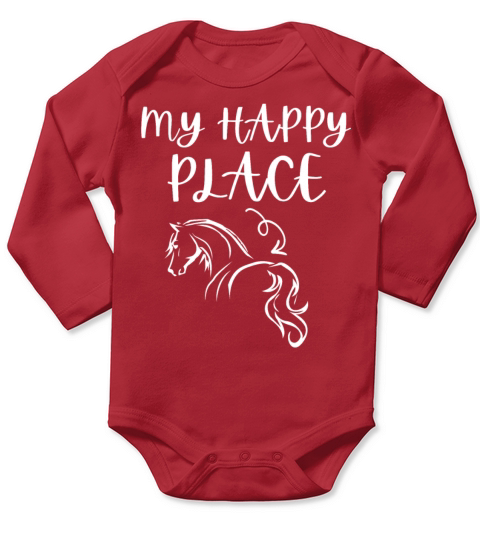 My Happy Place Horse Lover Horseback Riding Long Sleeve Baby One-Piece
