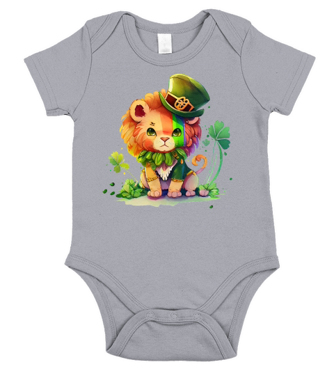 Cute Lion Saint Patricks Day Short Sleeve Baby One-Piece