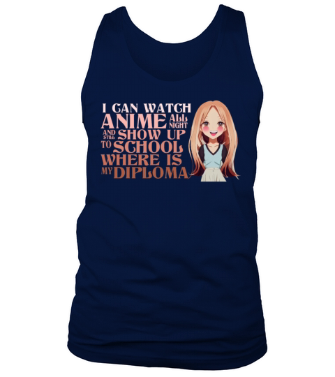 Watch Anime All Night Funny Graduate Diploma Schoo Tank Top Unisex
