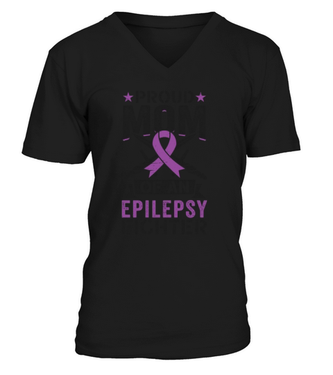 Mom Of An Mom Of An Epilepsy Fighter Epilepsy V-Neck T-shirt