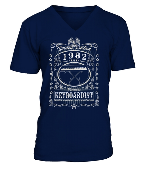 Vintage 1982 Keyboardist Birthday Gift Keyboard V-Neck T-shirt