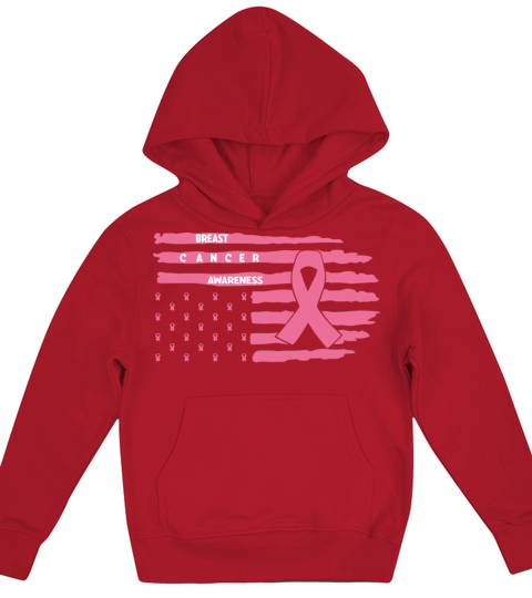 Breast Cancer Awareness Pink Usa Flag Kids Hoodie