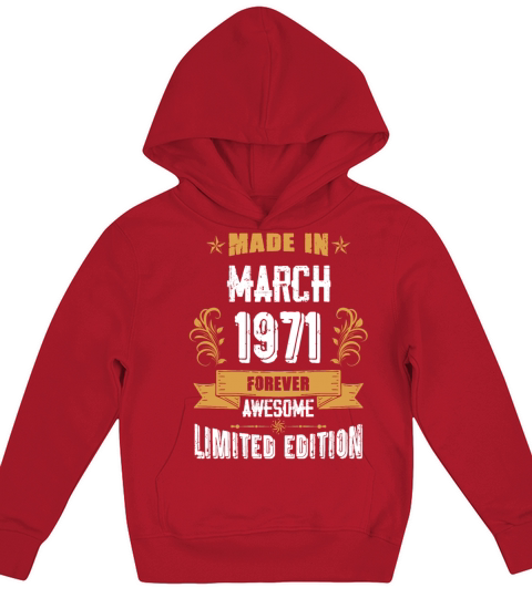March 1971 Vintage Birthday Present Kids Hoodie