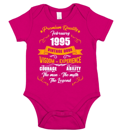 February 1995 Vintage Birthday Present Short Sleeve Baby One-Piece