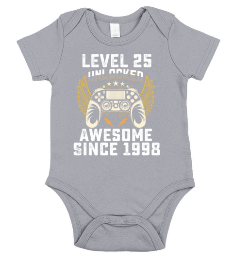 Gaming Level 25 Unlocked Awesome Since 1998 Short Sleeve Baby One-Piece