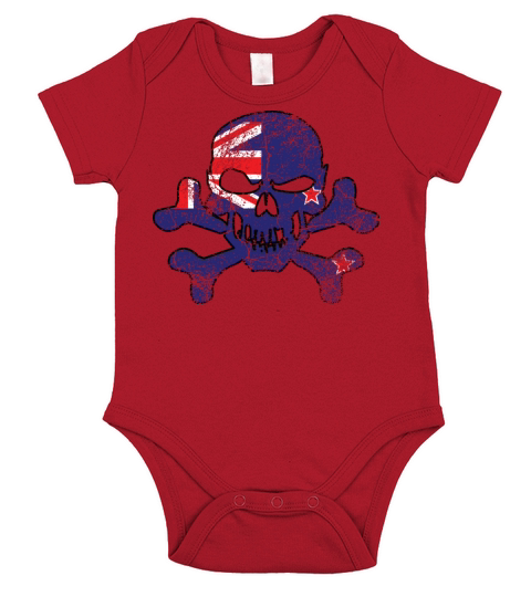 Vintage New Zealand Skull Short Sleeve Baby One-Piece