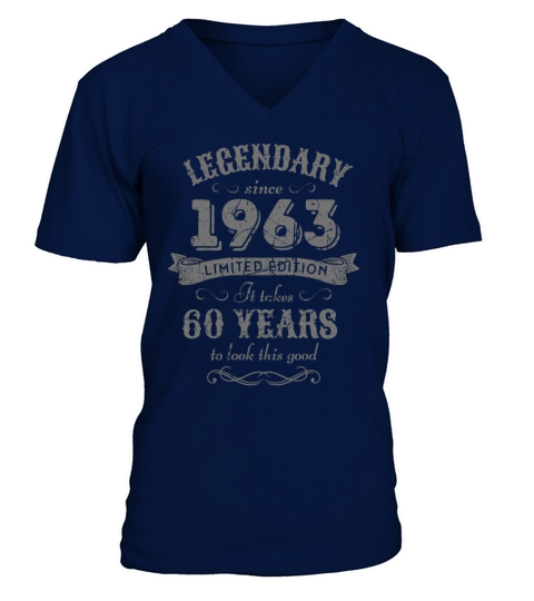 60th Birthday Vintage 1963 V-Neck T-shirt