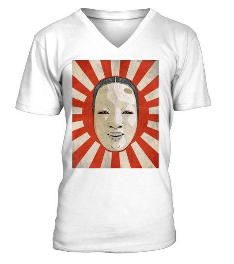 Angura Kei Dark Japanese Aesthetic Noh Mask V-Neck T-shirt