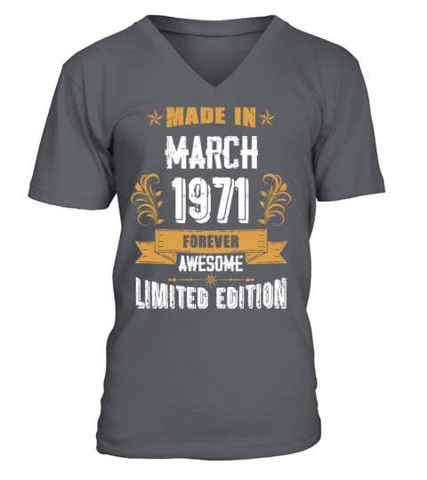March 1971 Vintage Birthday Present V-Neck T-shirt