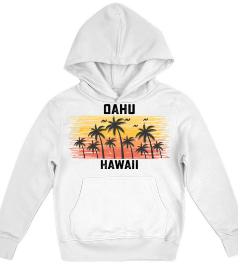 Oahu Hawaii Summer Retro VIntage Vacation Kids Hoodie