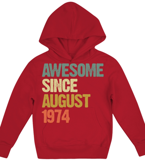 Retro Vintage Awesome Since August 1974 Gift Kids Hoodie
