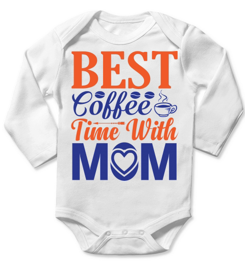 Best Coffee Time With Mom Long Sleeve Baby One-Piece