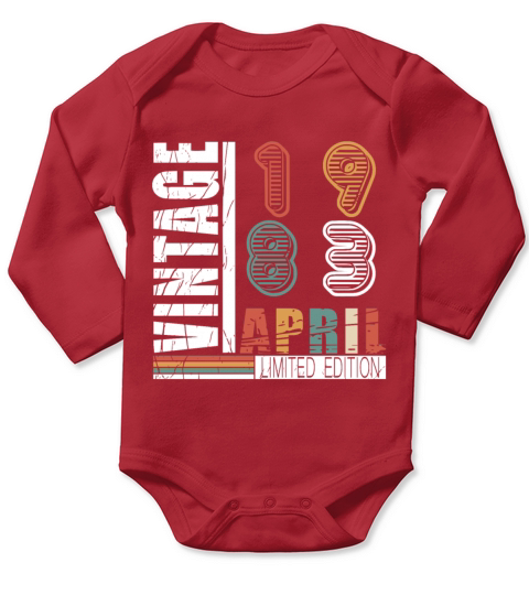 Limited Edition 40th Birthday 1983 April born Long Sleeve Baby One-Piece