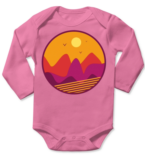Retro abstract sunset vintage Long Sleeve Baby One-Piece