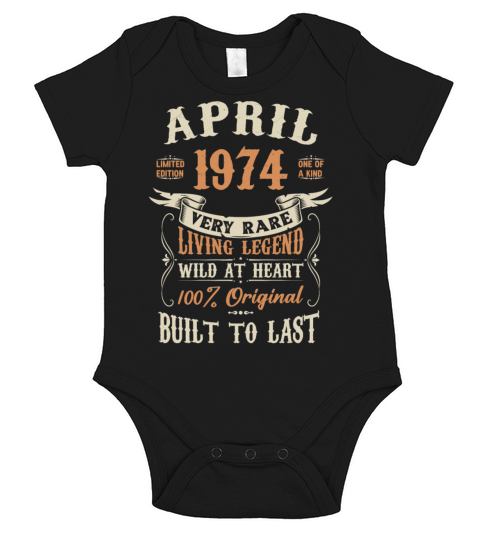 April 1974 Birthday Surprise Short Sleeve Baby One-Piece