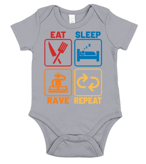 Eat sleep rave repeat Short Sleeve Baby One-Piece