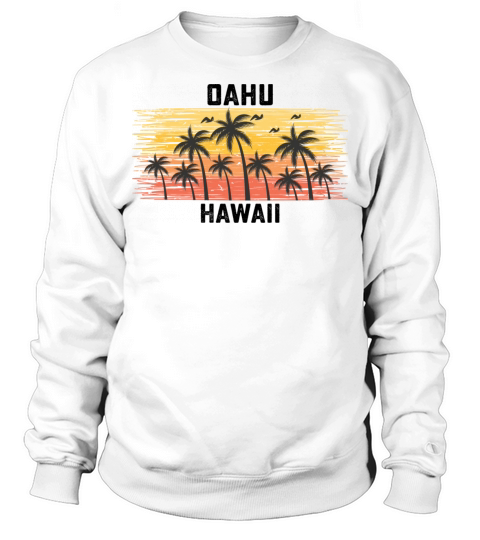 Oahu Hawaii Summer Retro VIntage Vacation Sweatshirt Unisex