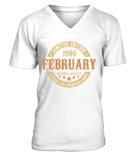 February 1986 Vintage Birthday Present V-Neck T-shirt