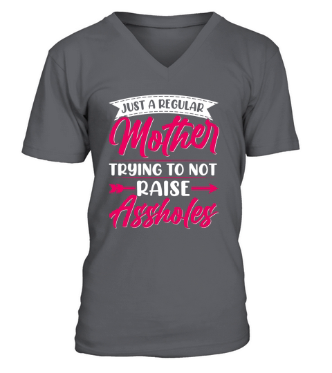 Just A Regular Mother Trying To Not Raise Assholes V-Neck T-shirt