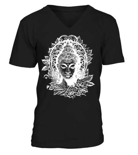 Meditating Buddha Enlightenment Portrait V-Neck T-shirt