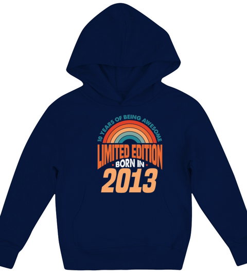 10 Years of Being Awesome Born In 2013 Retro Kids Hoodie