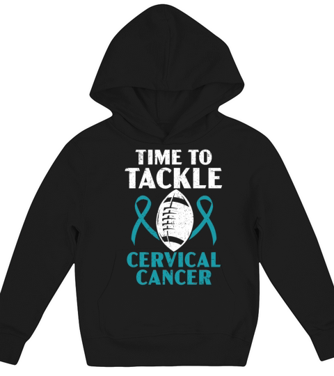 Time To Tackle Cervical Cancer Warrior Football Kids Hoodie
