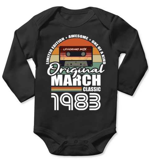 40th birthday march 1983 original 1983 Long Sleeve Baby One-Piece