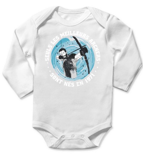 French Archer born 1971 Vintage Birthday Long Sleeve Baby One-Piece