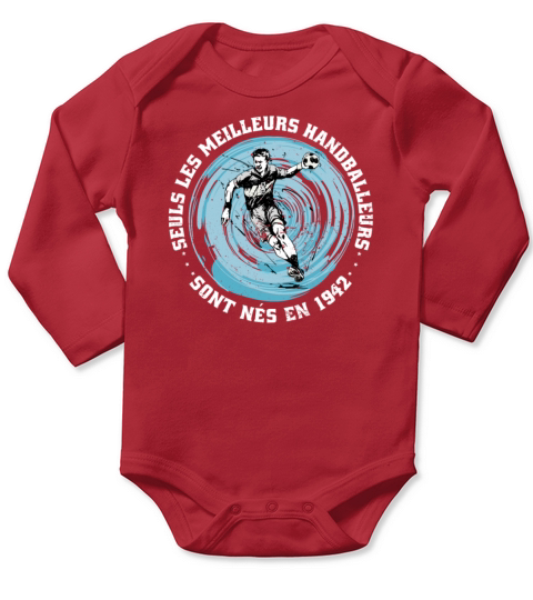 Handballers born in 1942 Birthday Vintage French Long Sleeve Baby One-Piece
