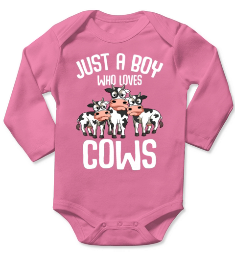Just A Boy Who Loves Cows Farmers Cow Kids Toddler Long Sleeve Baby One-Piece