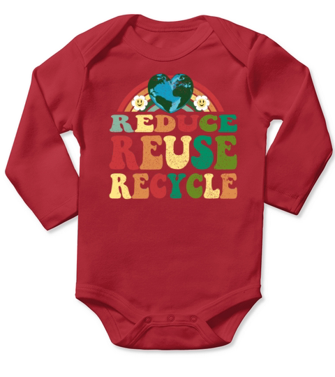 Reduce Reuse Recycle - Earth Day Vintage Long Sleeve Baby One-Piece