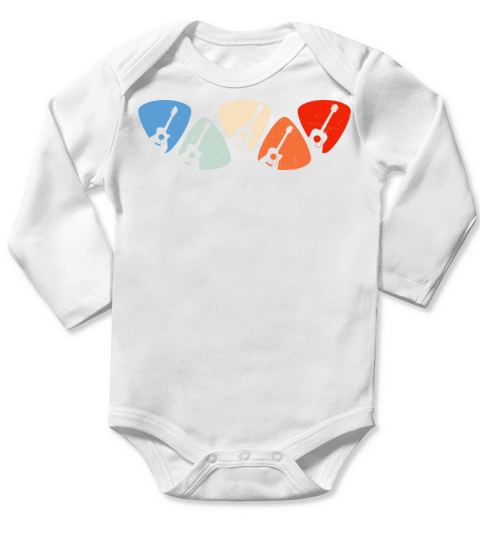Vintage Guitar Plectrum Guitarist Long Sleeve Baby One-Piece
