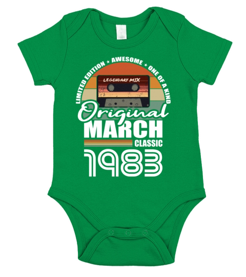 40th birthday march 1983 original 1983 Short Sleeve Baby One-Piece