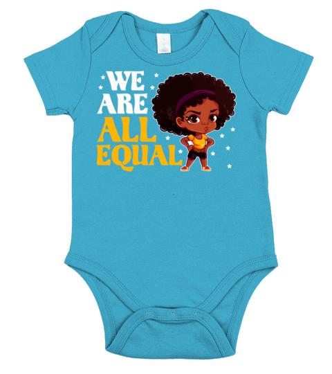 We Are All Equal Cute Afro Chibi Girl Black Histor Short Sleeve Baby One-Piece