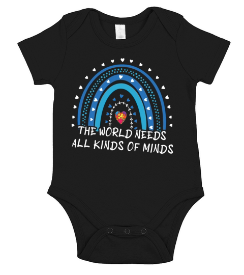 World Needs Minds Blue Puzzle Autism Awareness Short Sleeve Baby One-Piece