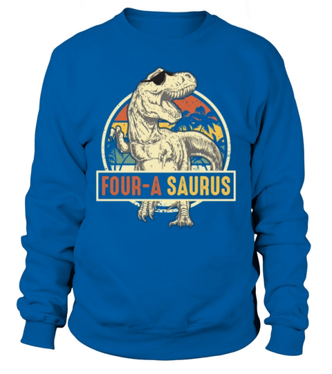 Kids 4 Year Old Dinosaur Birthday 4th Vintage Sweatshirt Unisex