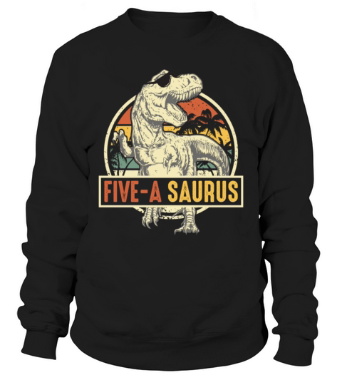 Kids 5 Year Old Dinosaur Birthday 5th Vintage Sweatshirt Unisex