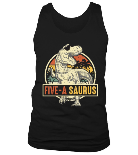 Kids 5 Year Old Dinosaur Birthday 5th Vintage Tank Top Unisex