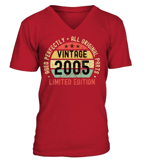 18th Birthday Vintage 2005 V-Neck T-shirt