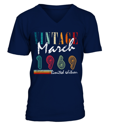 54th birthday march vintage 1969 vintage V-Neck T-shirt