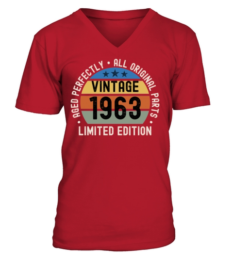 60th Birthday Vintage 1963 V-Neck T-shirt