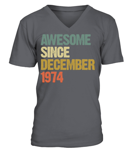 Groovy Awesome Since December 1974 Vintage Gift V-Neck T-shirt