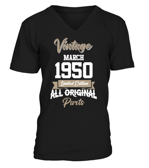 March 1950 Vintage Birthday Present V-Neck T-shirt
