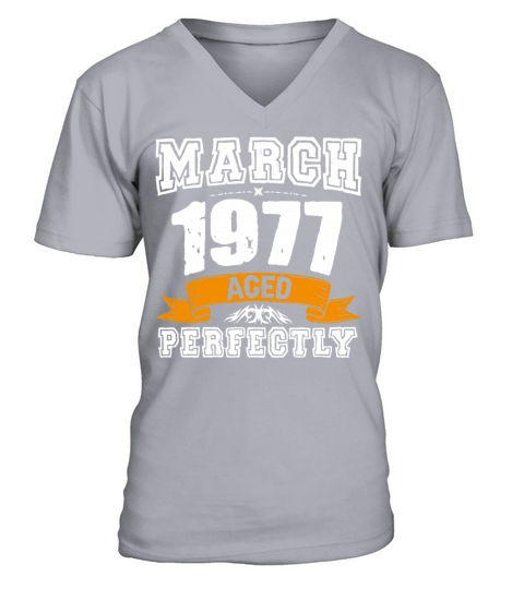 March 1977 Vintage Birthday Present V-Neck T-shirt